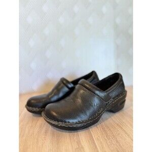 Boc Born Concept Shoes Womens Size 8 Nursing Clogs Black Leather Comfort Round